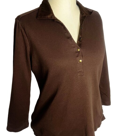 Lauren Ralph Lauren Tops - Lauren Ralph Lauren Top Womens Size M Brown Half Button Collar